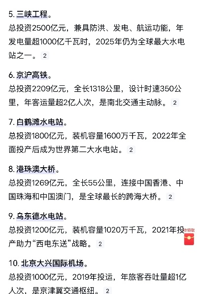 中国十大万亿工程项目是什么？展现国家实力的里程碑工程